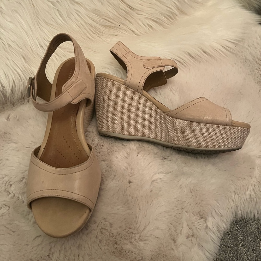 Clarks platform wedge sandals